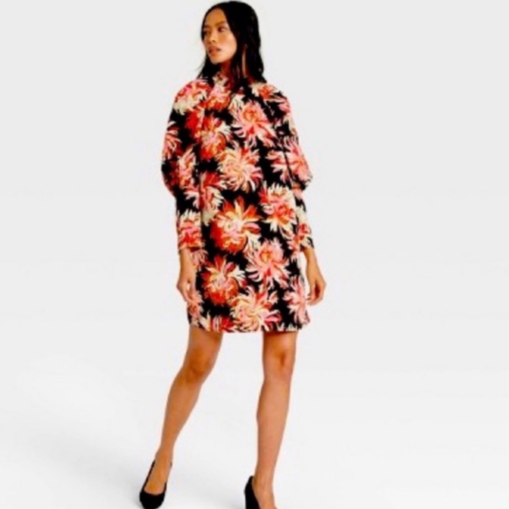 WHO WHAT WEAR nwt exotic floral dress xs midi